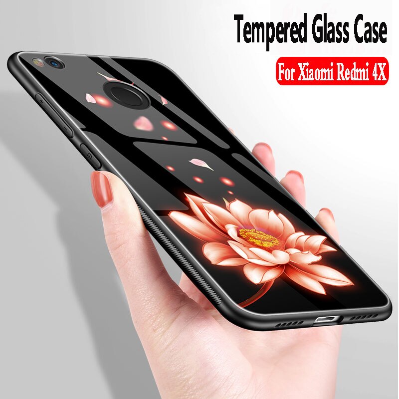 Voor xiaomi redmi 4X case Luxe Gehard Glas Cover Soft TPU Siliconen Bumper voor xiaomi redmi 4X pro case xiaomi redmi 4X Cover