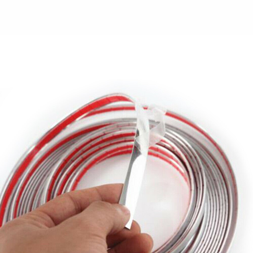 8mm*5m Chrome Car Styling Moulding Strip Trim Cover Tape Soft PVC With Chrome Polished