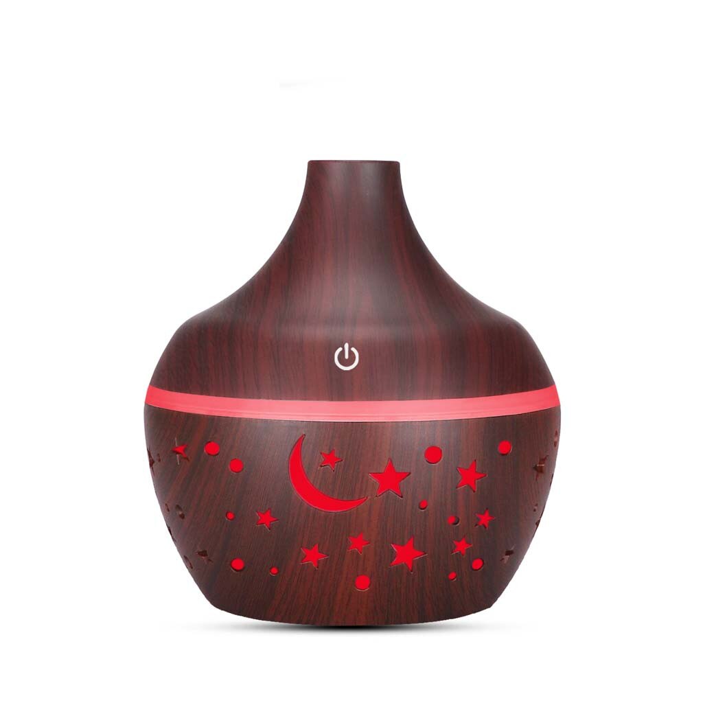 USB Humidifier Essential Oil Aromatherapy Wood Grain Ultrasonic Air Diffuser Humidifier 7 colors lights for home office Car: Black