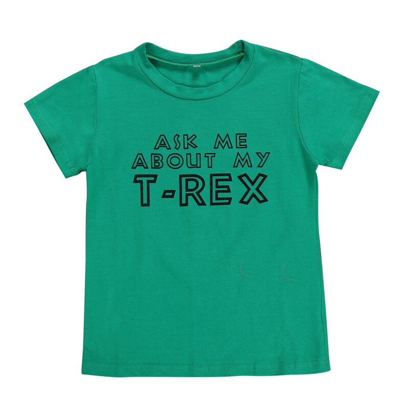 Sosocoer dinosaur maskeret børn drenge t-shirt sommer tegneserie dyr dreng t shirt toppe spørg mig om mit t-rex print børnetøj: C / 7t