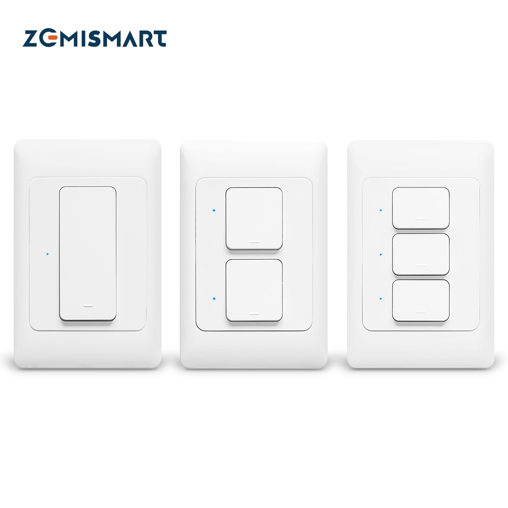 Zemismart zigbee 3.0 trykklysbryter smartthings kontrollerer oss autofysiske veggbrytere