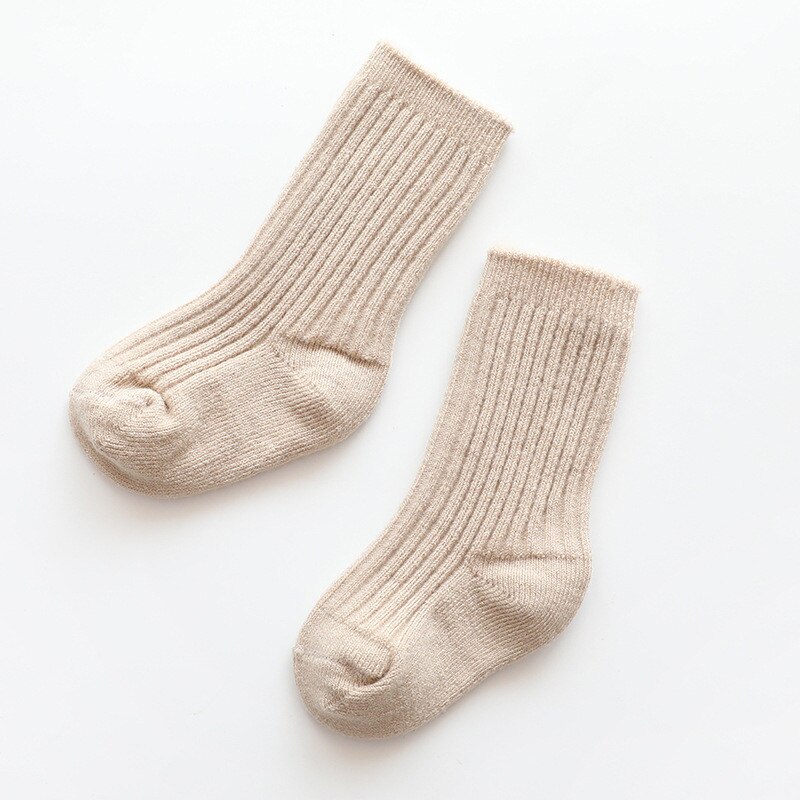 Dikker Baby Kids Sokken Herfst Winter Katoen Gestreepte Sokken Warm Peuter Jongen Meisjes Vloer Sokken Kinderen Kleding Accessoires: Khaki / 0-1 years old