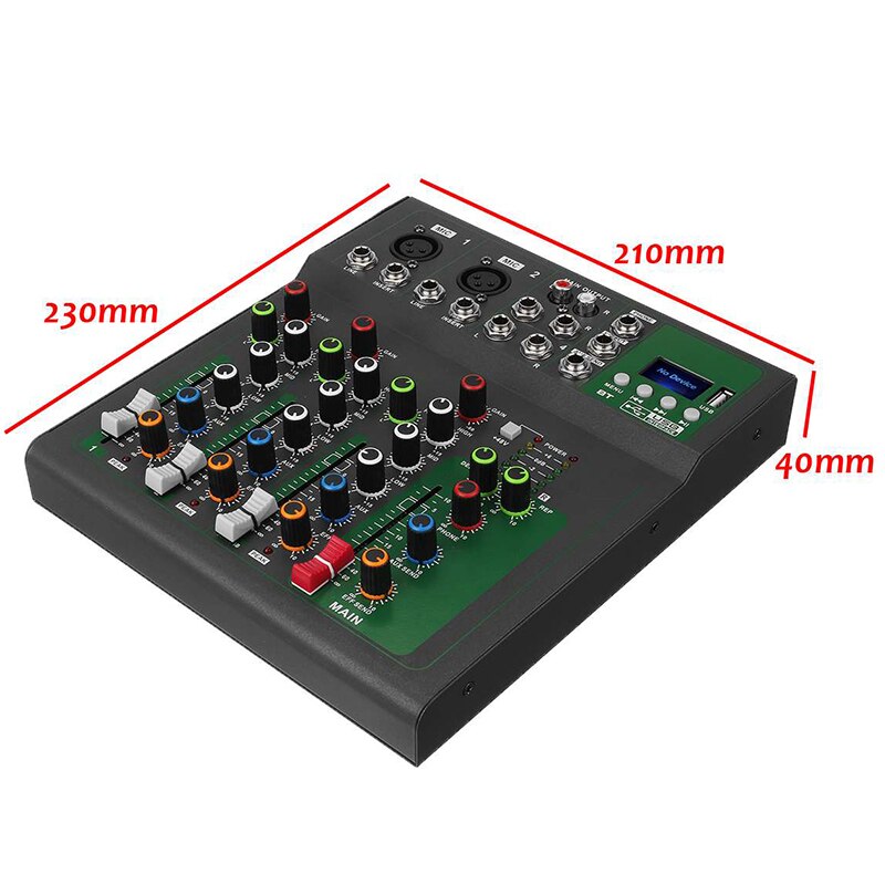 Bluetooth Portable o Mixer USB DJ Sound Mixing Console MP3 Jack 4 Channel 48V Amplifier Karaoke KTV Party EU Plug