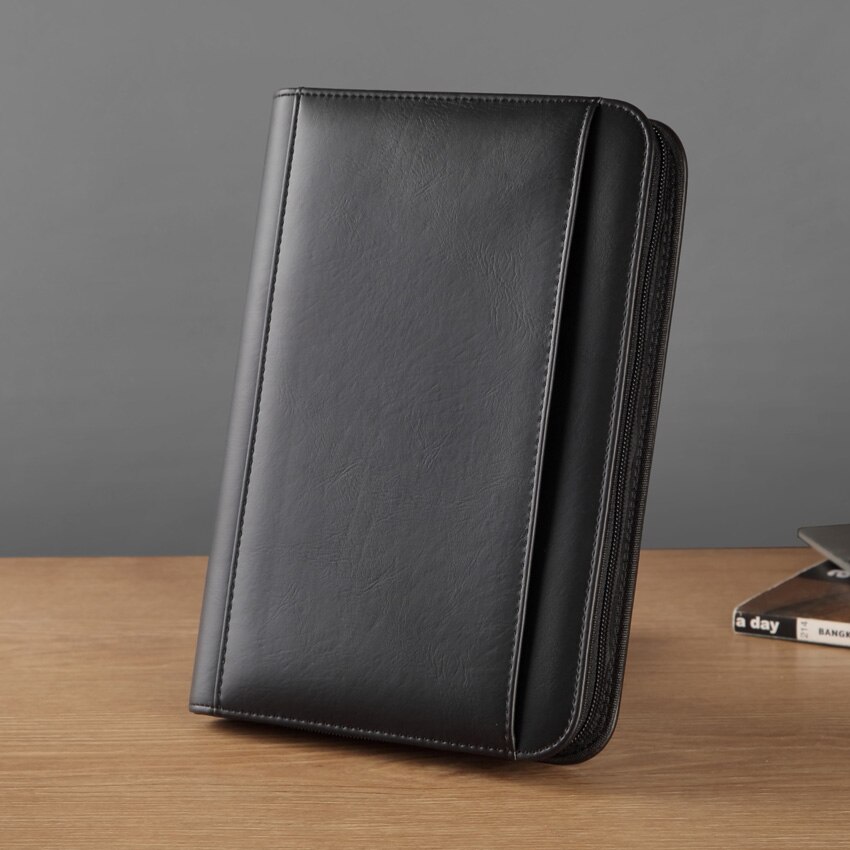 Affärsdokumentpåse kort fodral  a5 padfolio filmapp med blixtlås anteckningsblock skrivplatta ficka för dokument ipad kalkylator