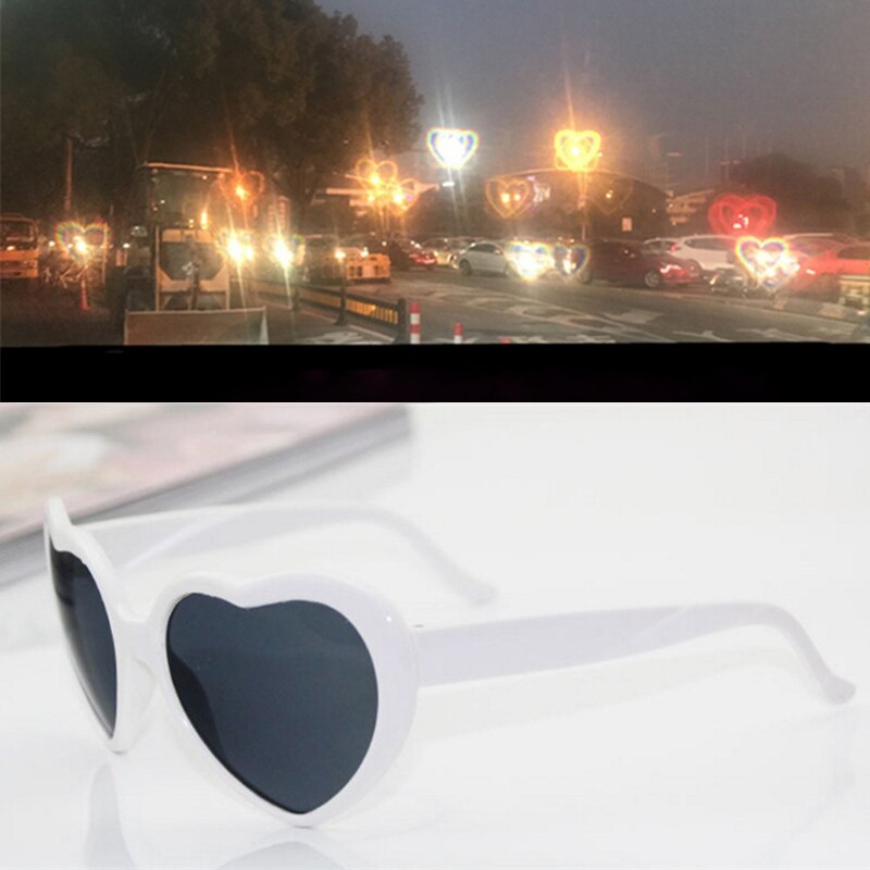 Liefde Hart Vorm Zonnebril Vrouwen Pc Frame Licht Veranderen Kleurrijke Zonnebril Vrouwelijke Rode Roze Tinten Magic