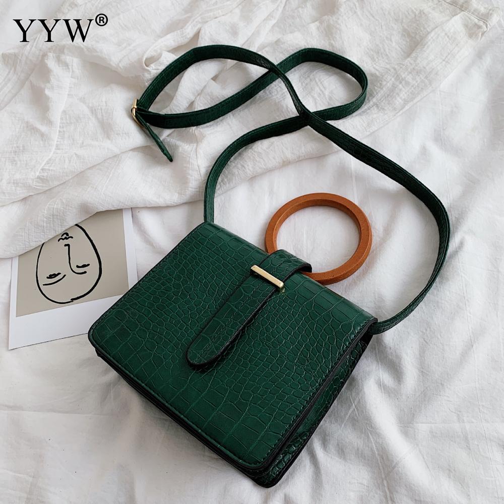 Pu Lederen Clutch Tas Vrouwen Krokodil Graan Kleine Crossbody Tassen Voor Vrouwen Trend Handtas Schoudertassen Vrouwelijke Toevallige Bakken: green