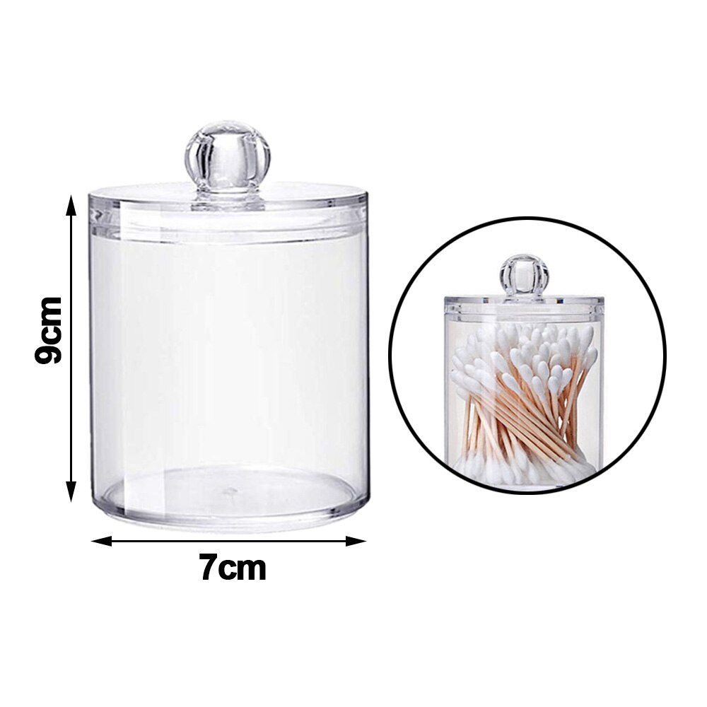 2 in 1 Storage Box Acrylic Multifunctional Round Transparent Container Cosmetic Makeup Cotton Pad Organizer Jewelry Jars Holder: S Type A