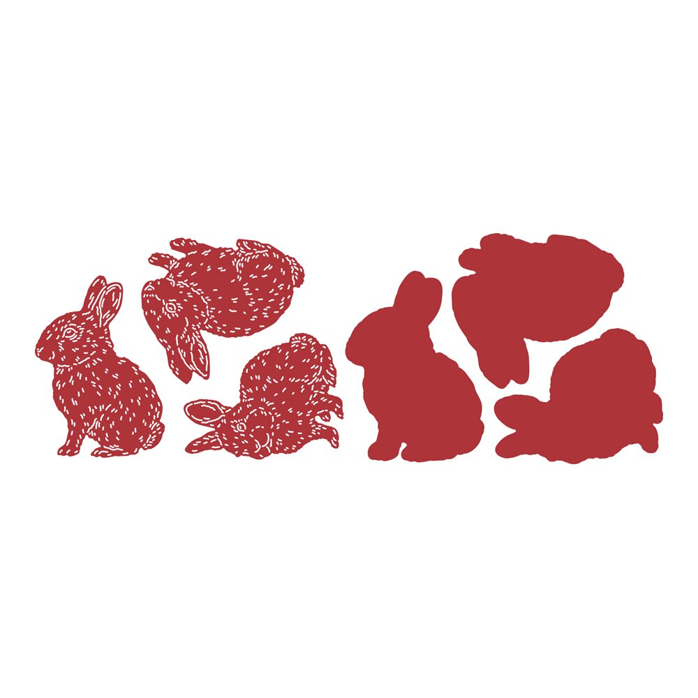 From Afar Telegraph Pole Silver Birch Forest a Fluffle Rabbit Metal Die Cut Set Scrapbooking Decoration Embossing Molds: Fluffle Rabbits