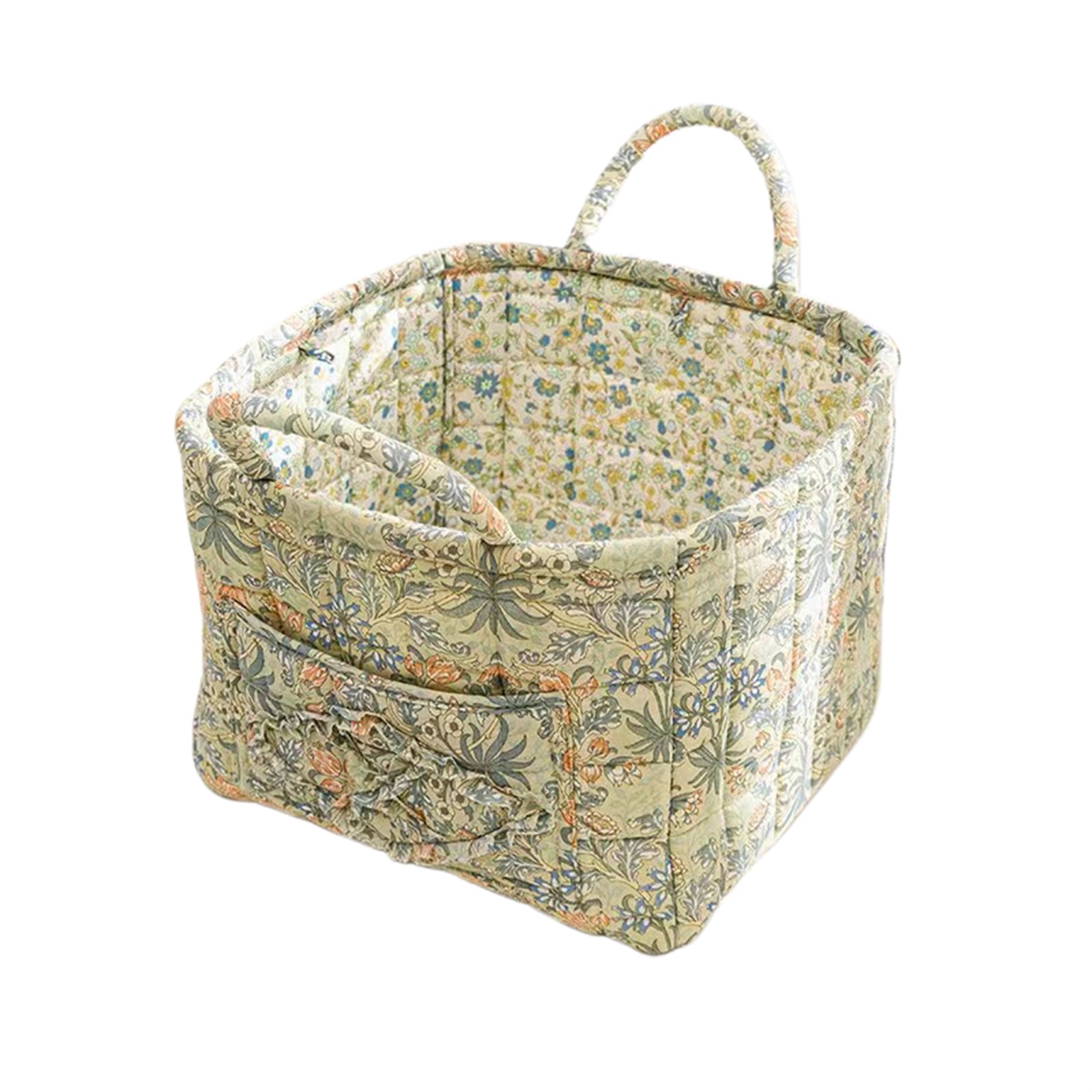 Women Large Capacity Fabric Sweet Floral Storage Baskets Laundry Baskets with Easy Carry Handles Laundry Hampers Home Decoration: green