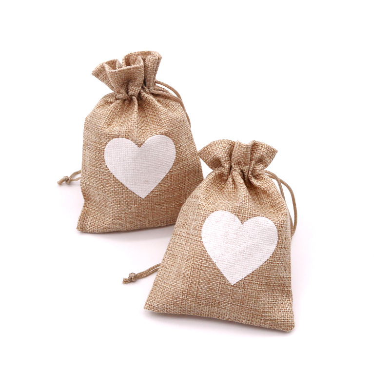 10*14cm 5PCS Burlap Drawstring Bags Jute Hessian Drawstring Sack Wedding Favor Pouches Home Party Decoration Crafts Pack