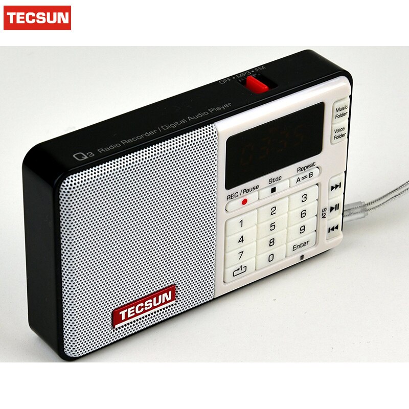 Freies TECSUN Q3 FM Stereo Taschenformat Recorder MP3 Spieler Radio FM 76-108