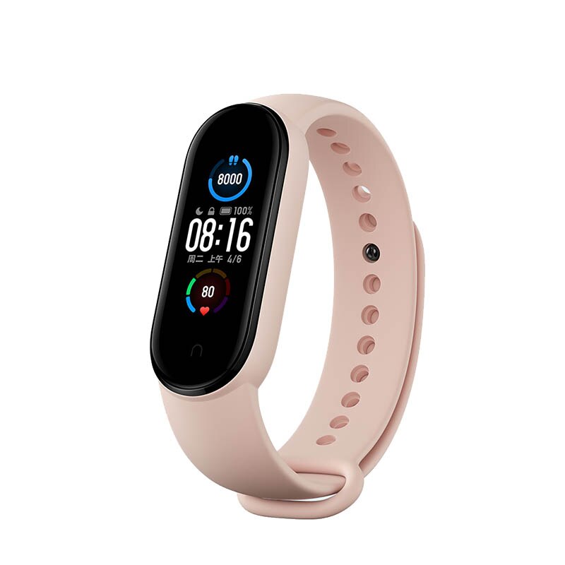 Originele Xiaomi Band 5/Band 5 Nfc Vervangende Polsband/Horloge/Riem Voor Mannen En Vrouwen/tpu Materiaal/Aluminium Knop: Pink