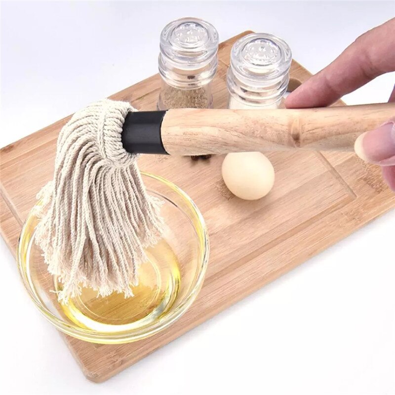 Barbecue Katoen Handvat Hoofd Natuurlijke Stijl Mop Fiber Grill Bedruipen Mop Professionele Barbecue Borstel 18Inch 46Cm