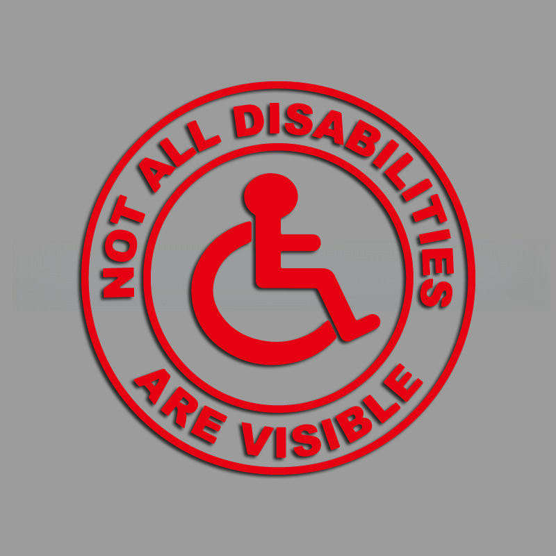 Not All Disabilities Are Visible &funny stickers for cartoon fans&lover for car trucks motorcycles &laptops: L / Red