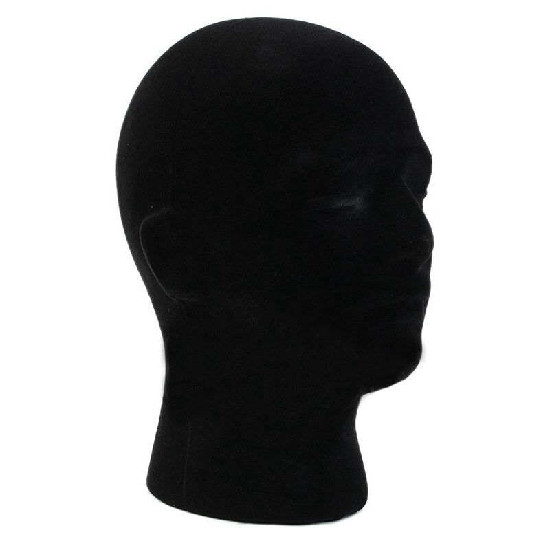 Männlichen Styropor Schaum Mannequin Männchen Kopf Modell Perücken Gläser Kappe Anzeige Ständer Schwarz