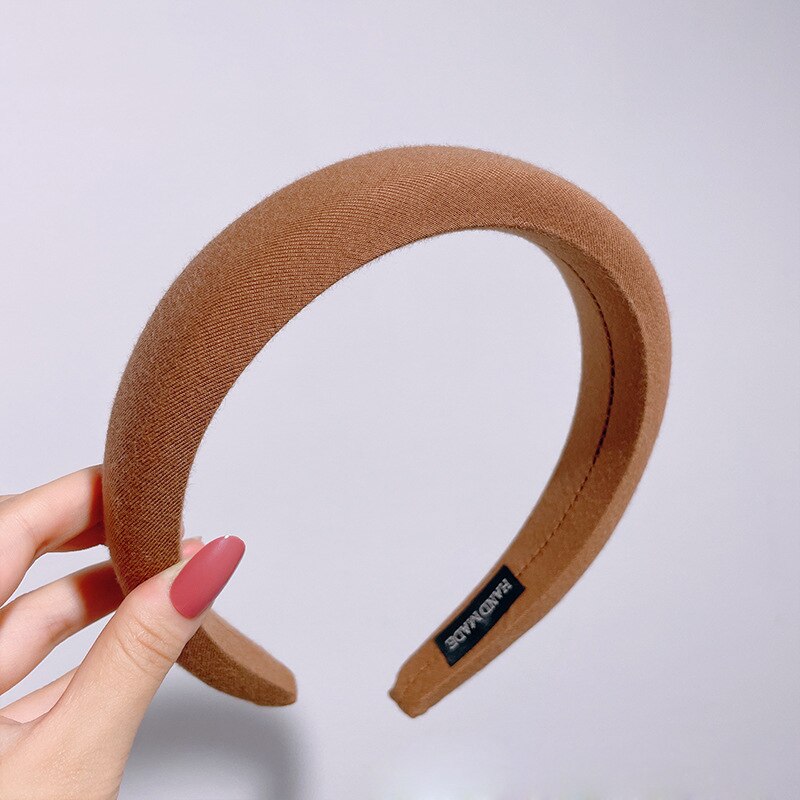 Serre-tête rembourré en velours épais pour femmes, accessoires de cheveux, à large lunette, antidérapant, en éponge, à la: 13