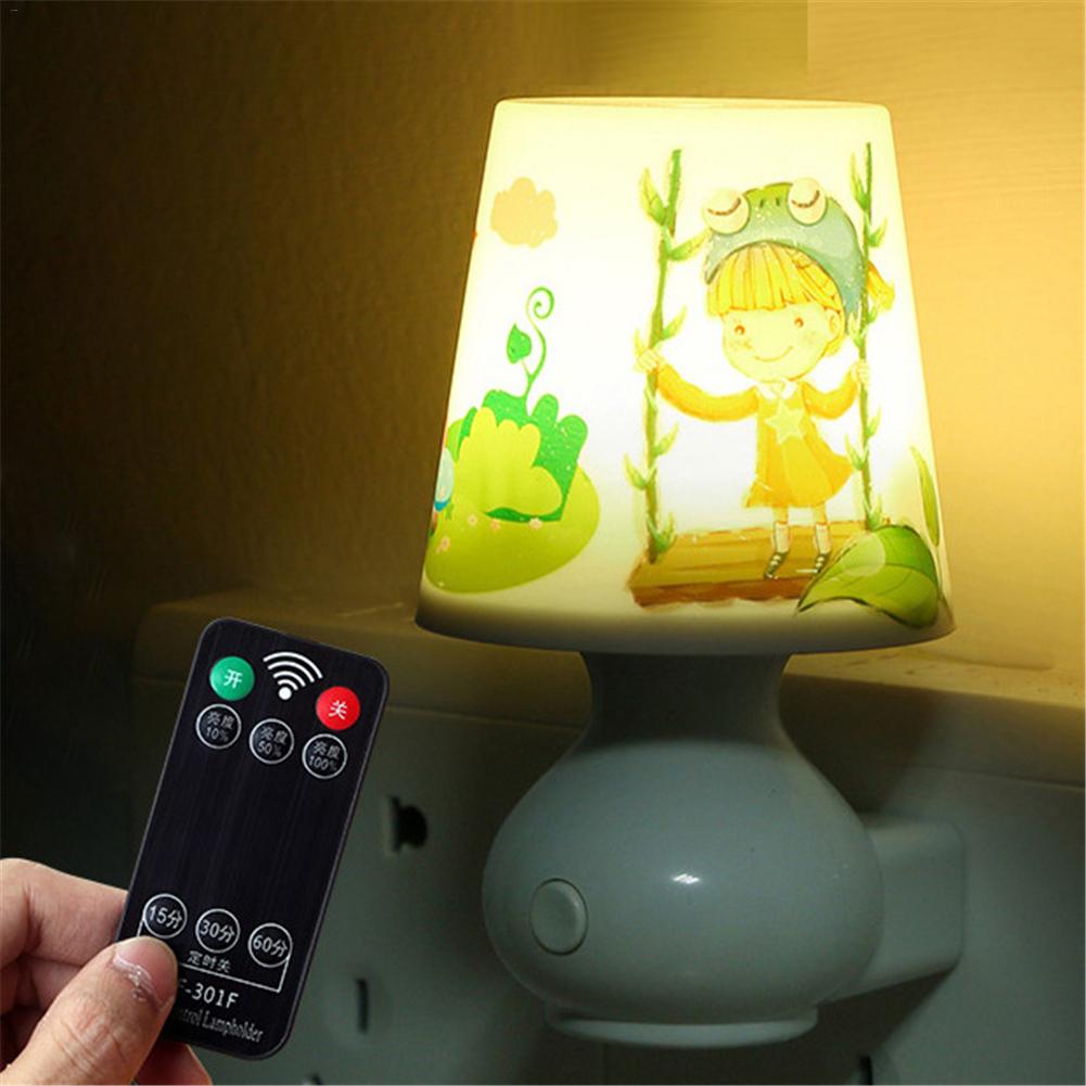 Led natlampe 0.5w ac110v hvid/varm hvid med fjernbetjening lysdæmper baby natlys til børn soveværelse gang
