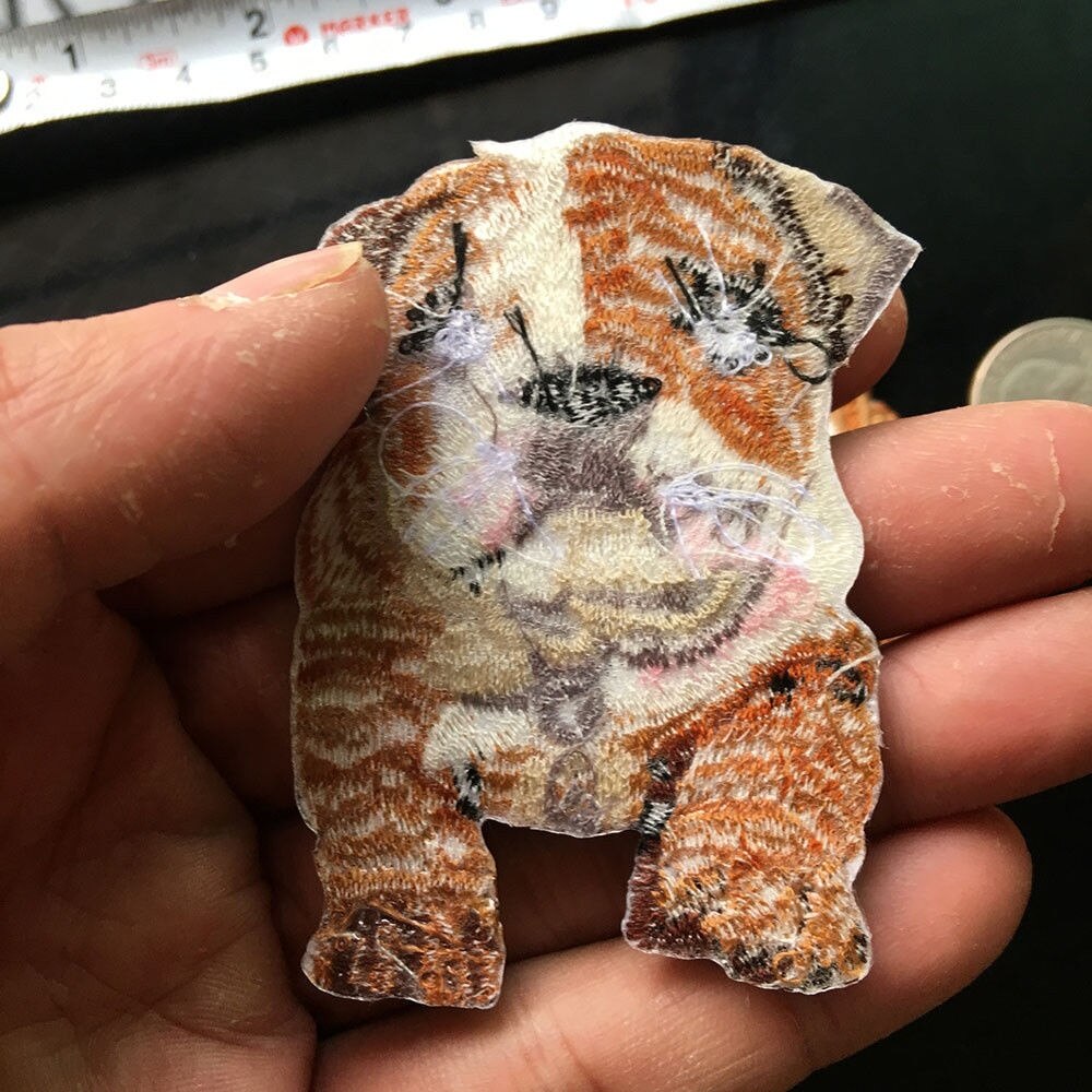1 Pcs Cartoon Dier Bulldog Patch Borduurwerk Badge Patch Patroon Diy Kinderen Kleding Patch Broek Sticker Patch