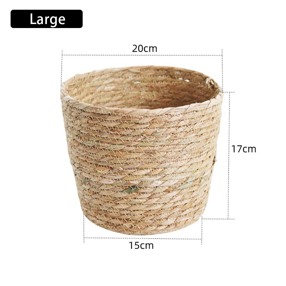 1 Stuks Mini/S/M/L Gras Geweven Bloempot Voor Tuinterrassen Kleine Plant Bloemenmand Zaailing Containers Planter Mand: Bordeaux