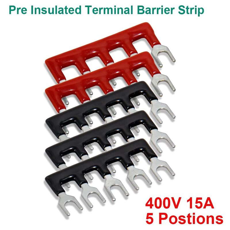 5 Pc 5P Terminal Block, 5 Pc 5P Shorting Bar, TB1505 Flame Retardant Copper Terminal Short-Circuit Terminal