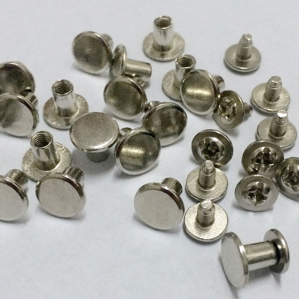 Verkoop 100Sets 10X7MM Zilveren Ronde Platte Spikes Metalen Studs Klinknagels Screwback Spots Cone Leather Craft spikes Fit Voor DIY Maken