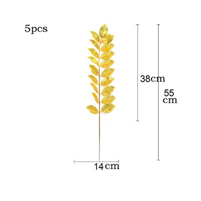 5Pcs Artificial Gold Fabric Turtle Back Leaf Scattered Tail Leaf Wedding Decoration For Home Christmas Birthday Palm Leaves: E