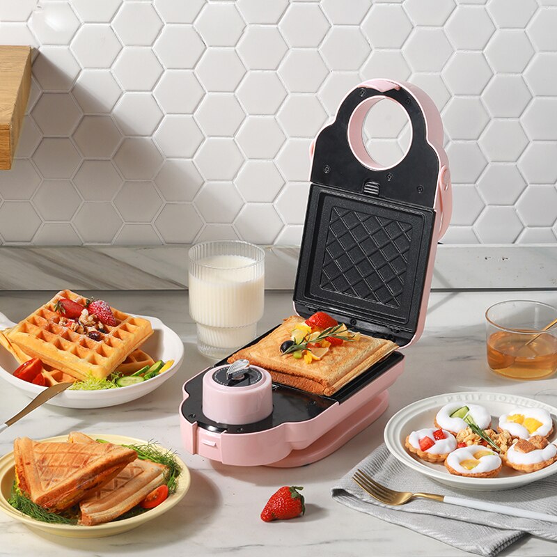 Sandwichera eléctrica de 650W con temporizador, máquina para hacer gofres, tostadora, máquina de desayuno Takoyaki, tortitas, Donuts, Sandwichera de 220V