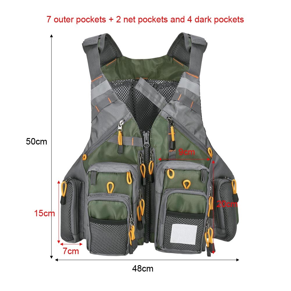 Vliegvissen Vest Verstelbare Mesh Multi-Pocket Jas... – Grandado