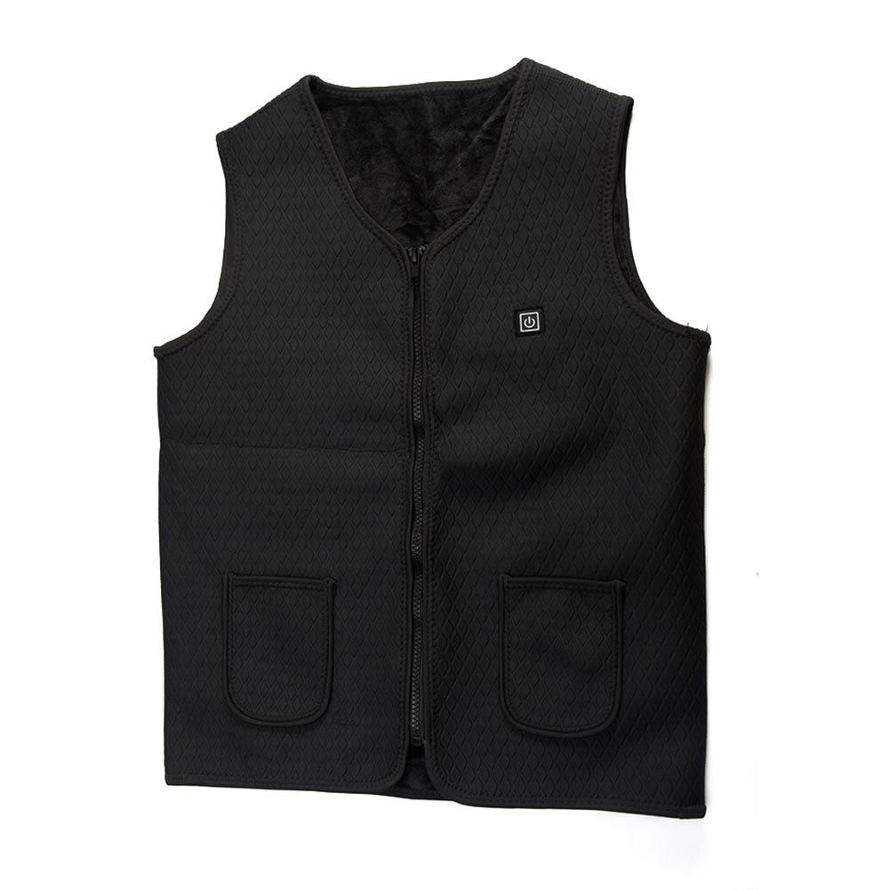 Mannen Vrouwen Verstelbare Temperatuur USB Jas Vest Energiebesparing Jas Rits Elektrische Verwarming Warm: Black XL