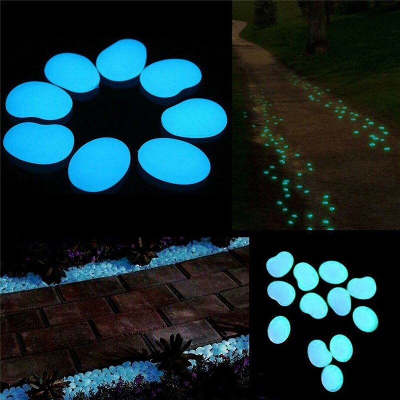 100 Stks/partij Tuin Decor Lichtgevende Stenen Glow In Dark Decoratieve Steentjes Outdoor Loopbruggen Aquarium Decoratie Pebble Rotsen