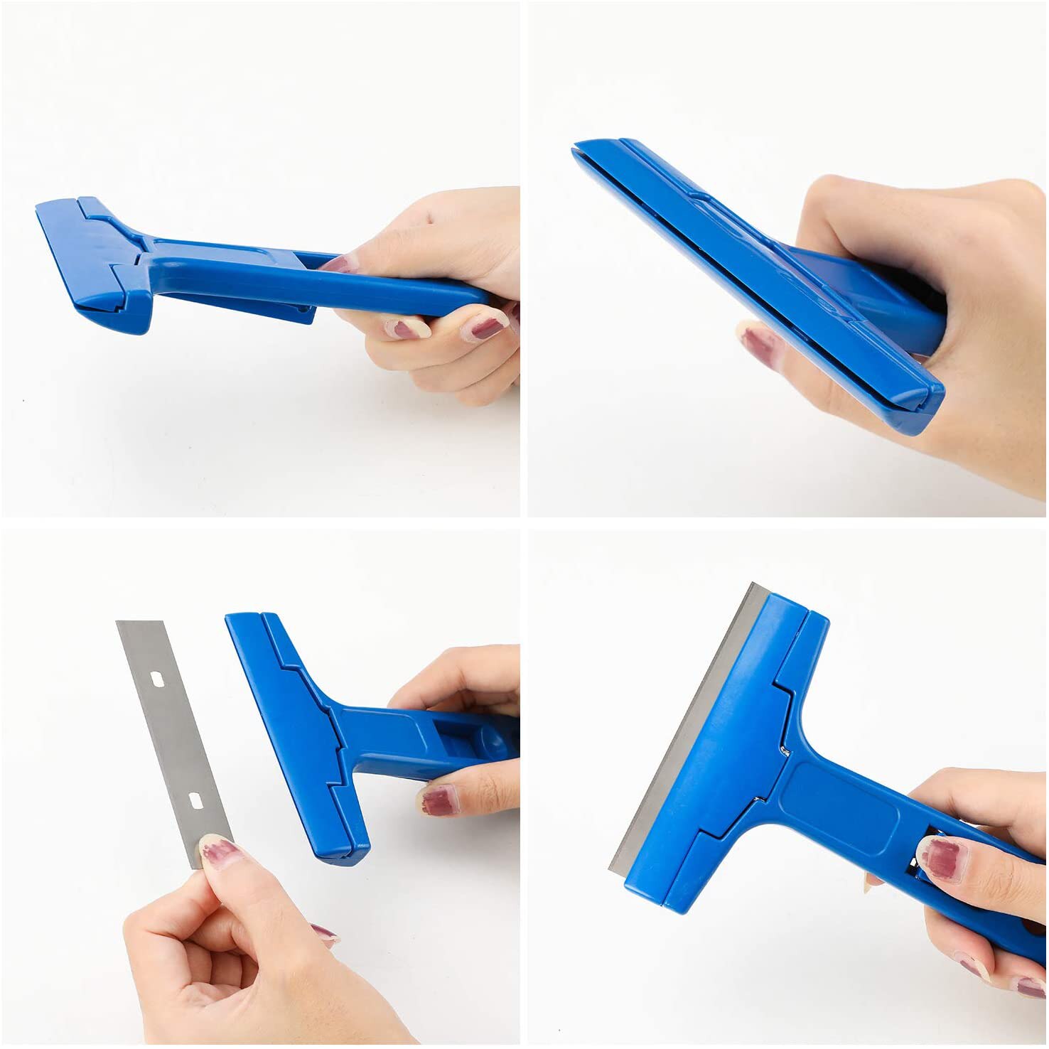 Grout Remover, Angled Grout Scraping Rake Tool + Scraper, Tile Grout Saw with 4 Pcs Extra Blades Replacement for Tile Cleaning