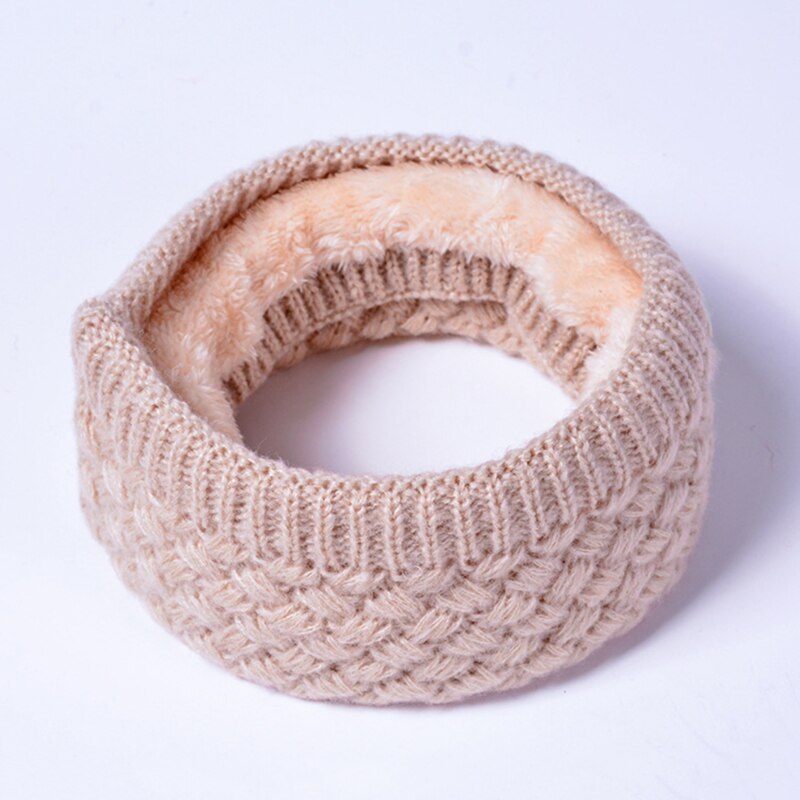 Winter warme sjaal voor vrouwen gebreide halsdoeken ringen pluche kinderen mannen kraag ring vrouwelijke foulard halsdoek: Beige
