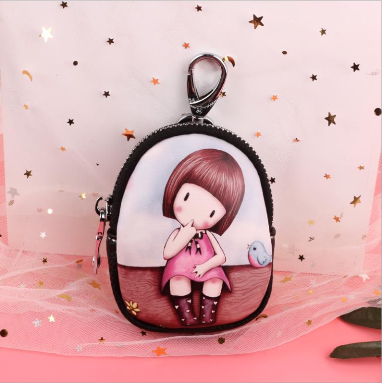 Car Key Bag Change Hand Bag Pendant Wallet Graffiti Painting Bag Key Holder Porta Chaves Purse Sleutelhouder Bag: Brown