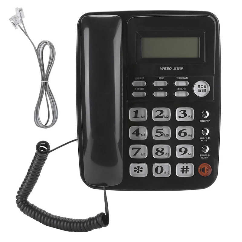 W520 Caller Identification Telephone Hands Free Call for Office Home Family Business Telephone: Black