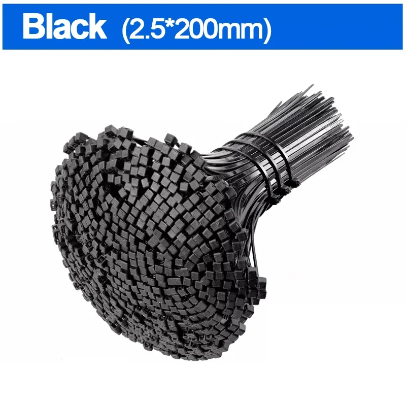 Cabos de náilon de plástico zip laços multi-purpose auto travamento cabo laços cinta fixação laço reutilizável fio envoltório para escritório em casa: 5x450mm / Preto