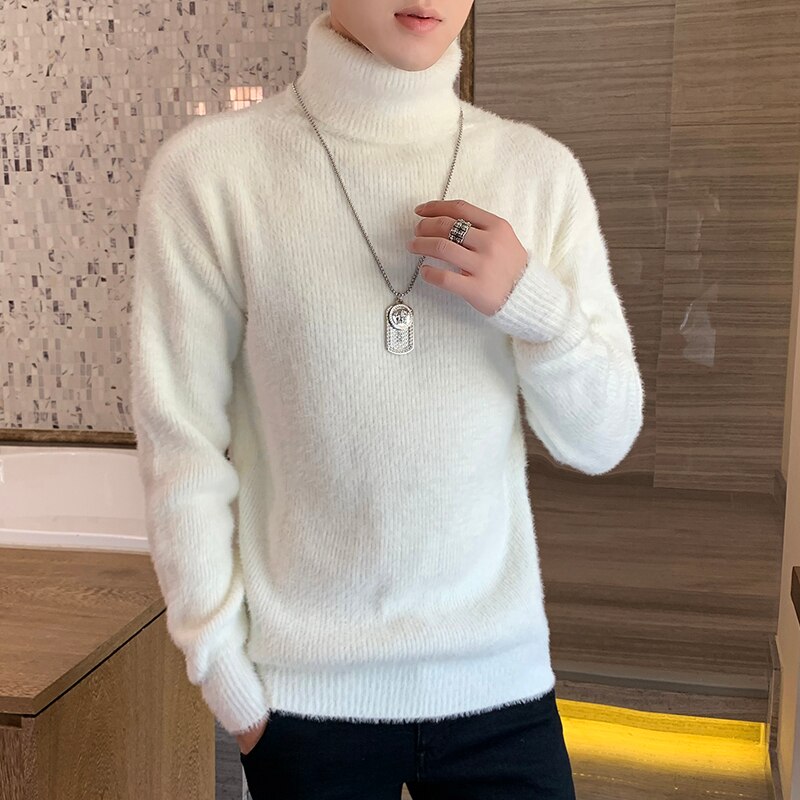 Vintertröja herr polotröja herr solid casual streetwear tröja herr varm stickad tröja herr tröja