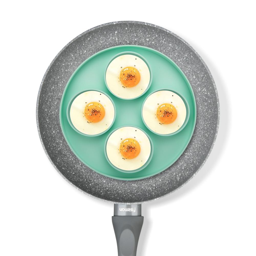 Fissman moule à oeufs à crêpes Silicone 4 tasses forme ronde cuiseur à oeufs