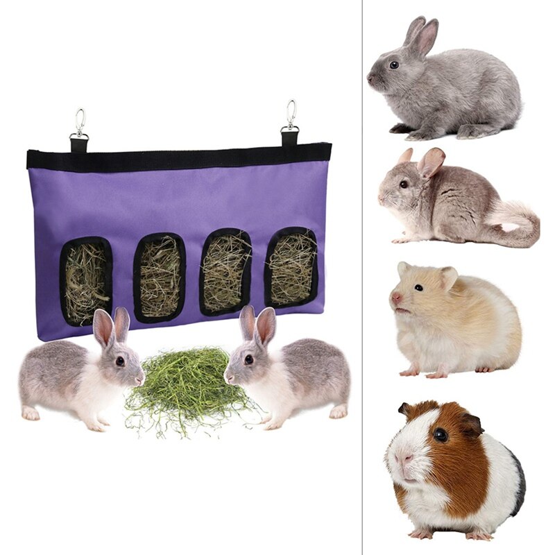 Alimentador de heno para conejos, bolsa Oxford de tela, dispensador de heno, saco, alimentador para mascotas pequeñas