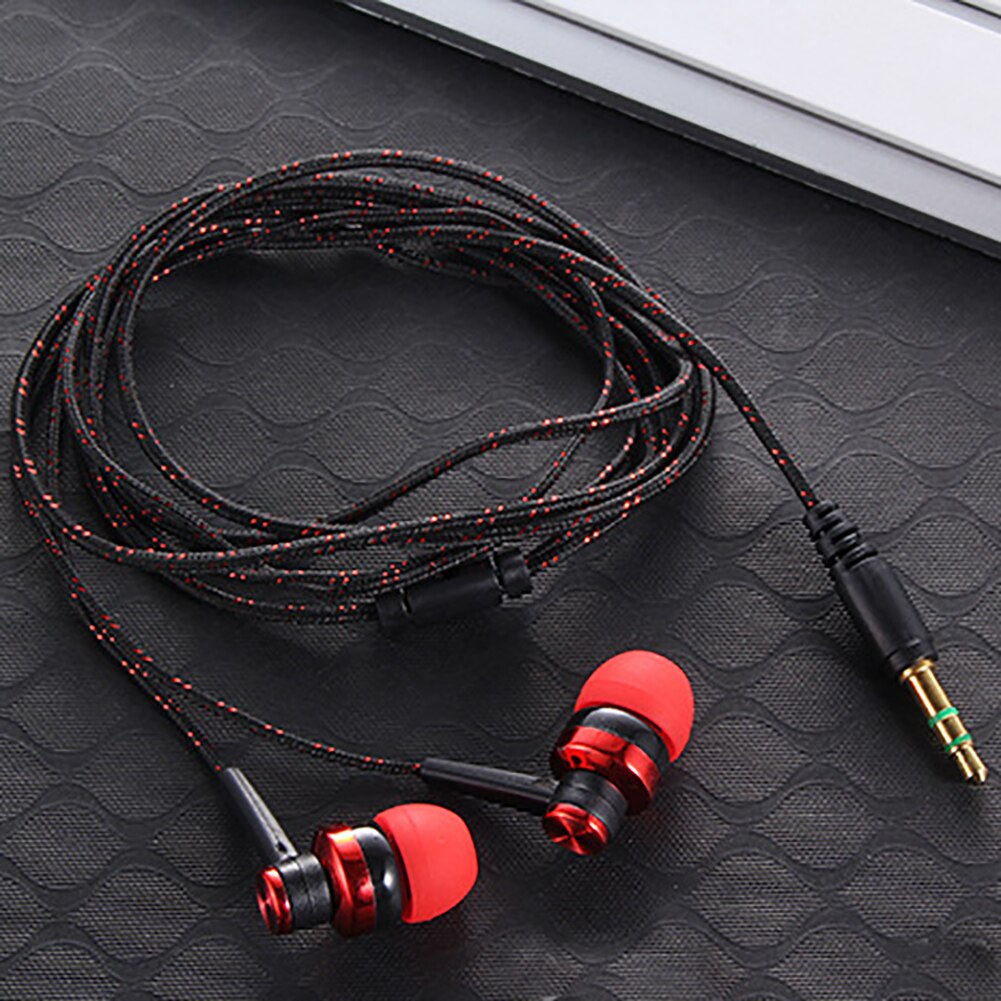 Brand In-Ear 3.5mm Wired Earphone Stereo Nylon Weave Cable Earphone Headset with Mic for Laptop Smartphone