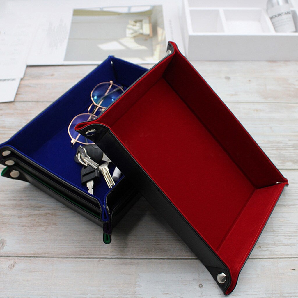 PU Leder Würfeln Fach Faltbare Schreibtisch Platz Würfel Tablett Lagerung Kasten Für Tisch Spiele # p9