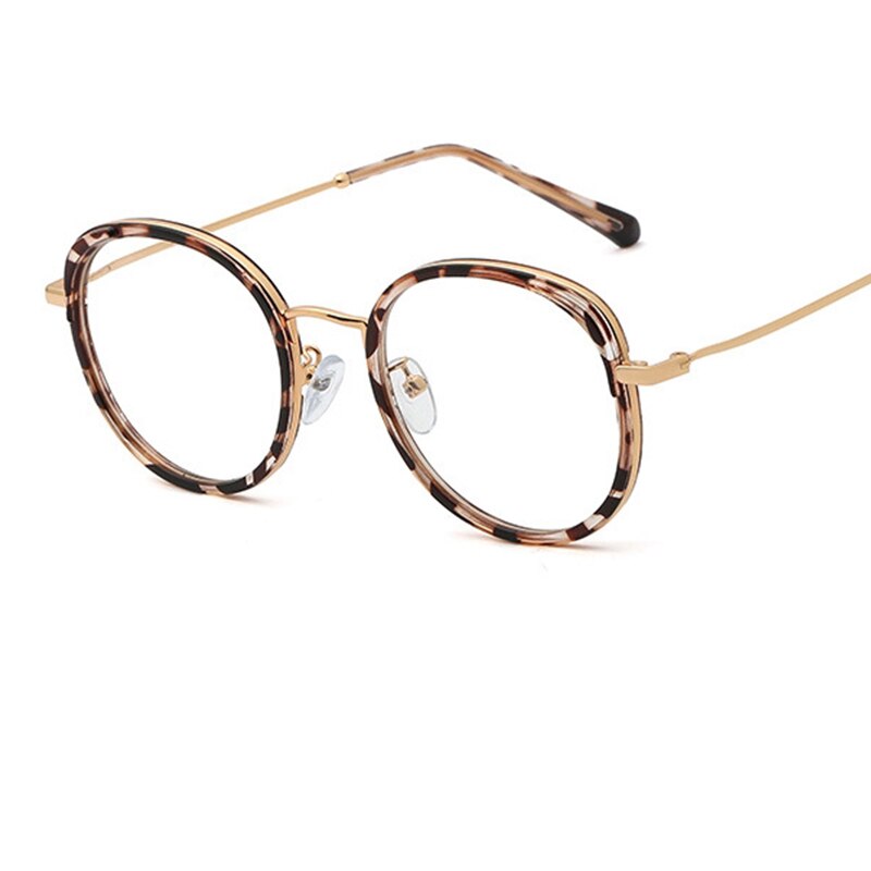 Montura de gafas redondas transparentes para mujer, lentes ópticas de Metal Retro vintage, de lujo, de gran tamaño,