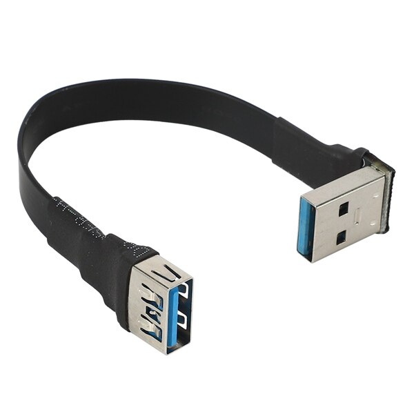 Cable de extensión USB 3,0 plano, Cable de datos macho a hembra, ángulo recto de 90 grados, 30cm