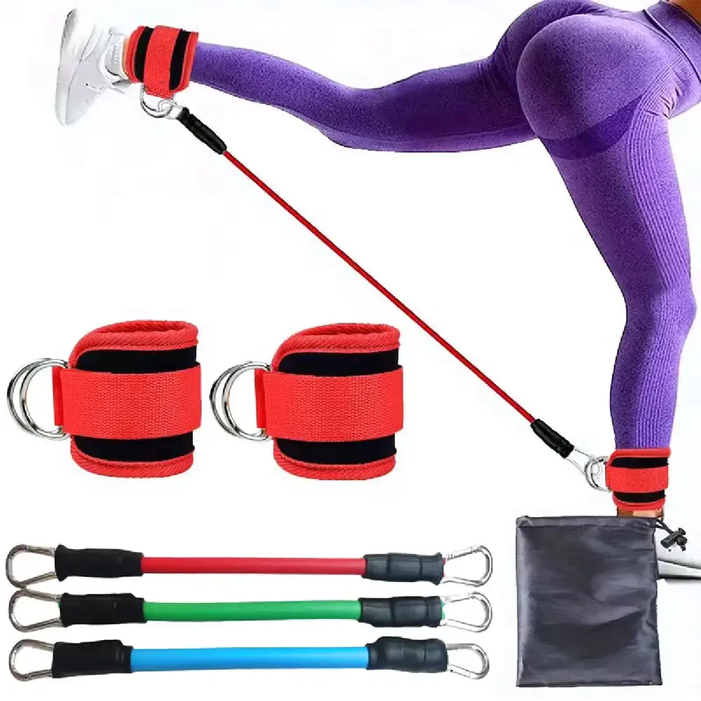 Ankle Straps Resistance Bands Set Fitness Workout Exercise Equipment Ankle Weight Yoga Elastic Fitness Band For Gym Man Woman: PURPLE