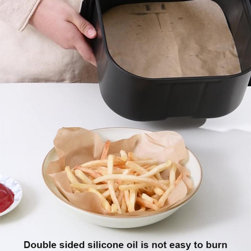 Almohadilla de papel desechable para freidora de aire, papel de aceite de silicona antiadherente para hornear, microondas, barbacoa, papeles de suma tenue