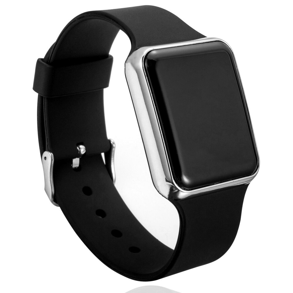 Moda led relógio digital simples relógios casuais para homem confortável silicone cinta esporte fitness relógio masculino relógio masculino: black silver