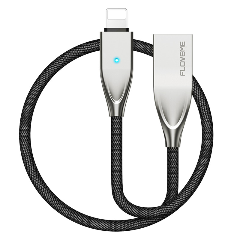 Floveme Auto Disconnect Usb Kabel Voor Iphone 11 Pro Max Xs Xr X 8 7 6 6S Plus Ipad air Mini Snelle Opladen Datakabel Cord: Silver