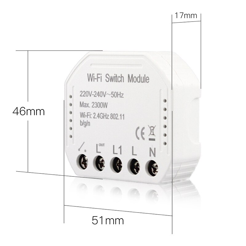 DIY WiFi Smart Light Switch Breaker Module, Smart Life Tuya APP Remote 1/2 Way Control Wall Switch, Alexa Echo Google Home