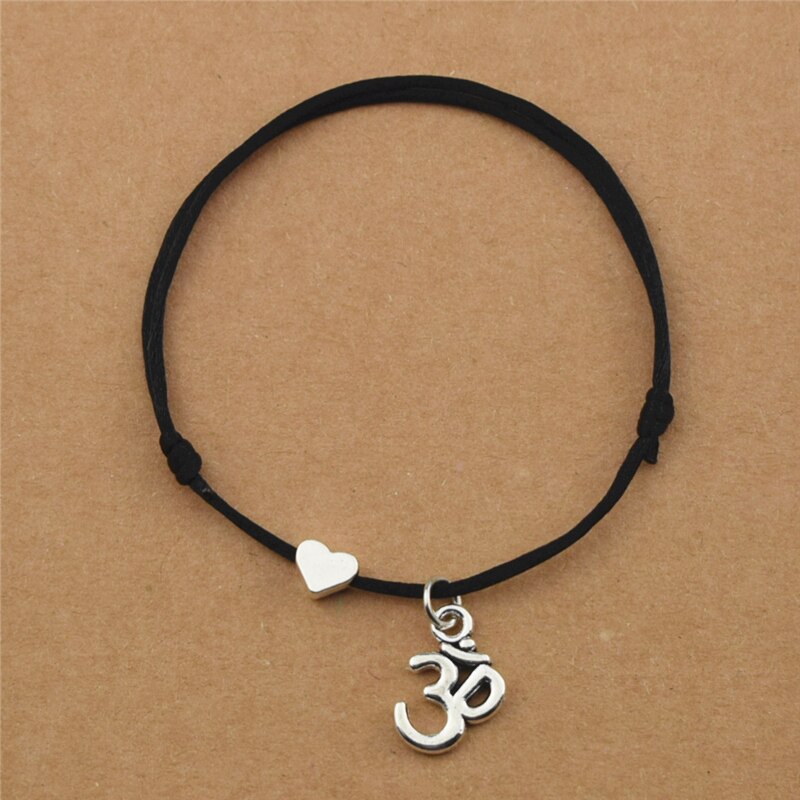 Personnalité Amour Coeur Rouge Corde Fil Cordons Bouddha Hindou Ohm Aum Symbole Charme Yoga OM Bracelets pour Femmes Hommes Couple