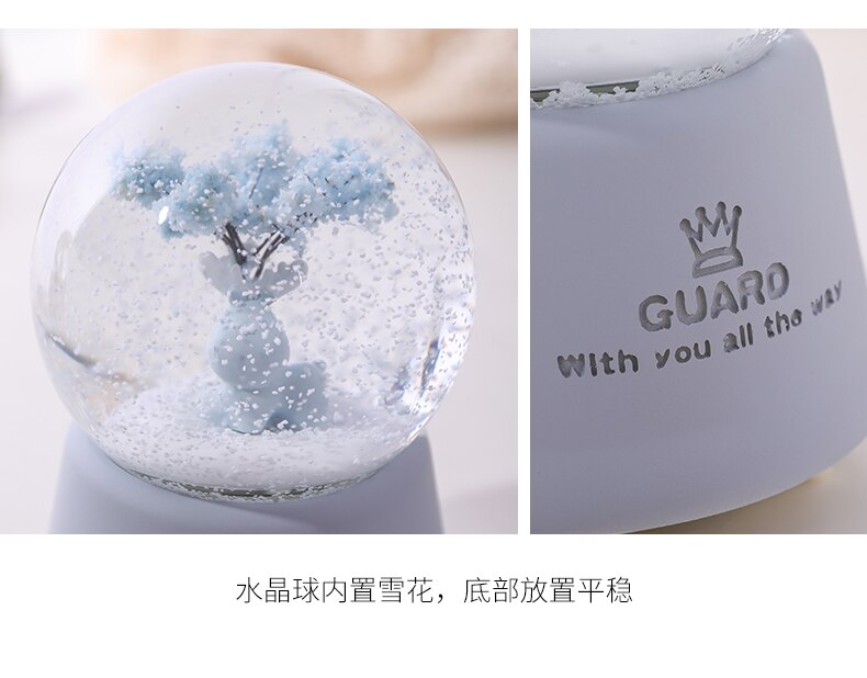 Crystal Ball Cute LED Lamp Spin Music Box deer Snowing snowflake Christmas birthday Home Decoration Accessories Ornaments