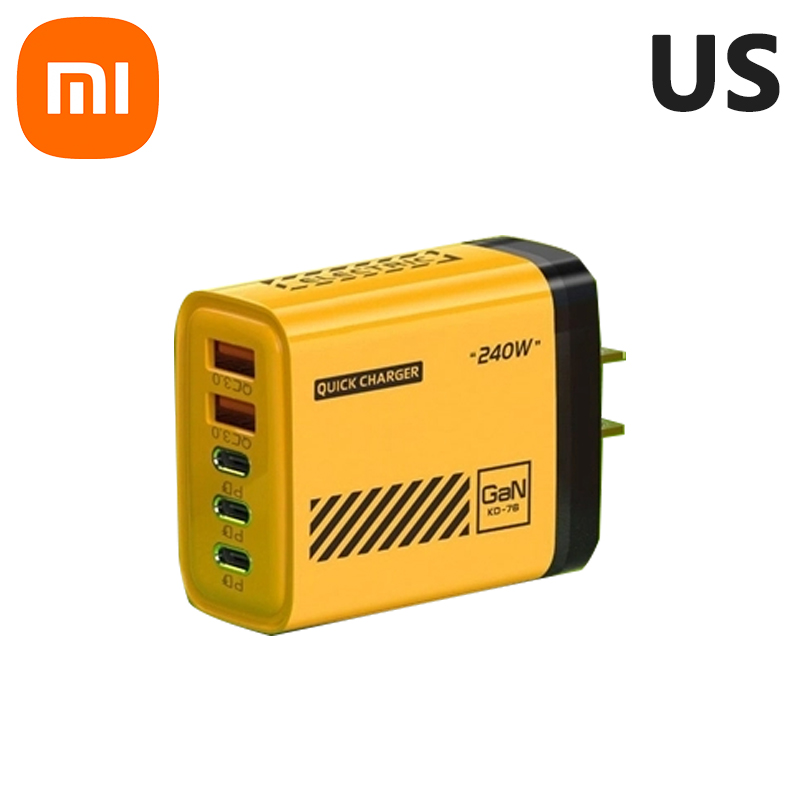 Xiaomi 240W Fast Charging Multi Port Charger 2usb+3 Type C 240W With Light Phone Gan Charging Head For Iphone 16 15pro Adapter: IL